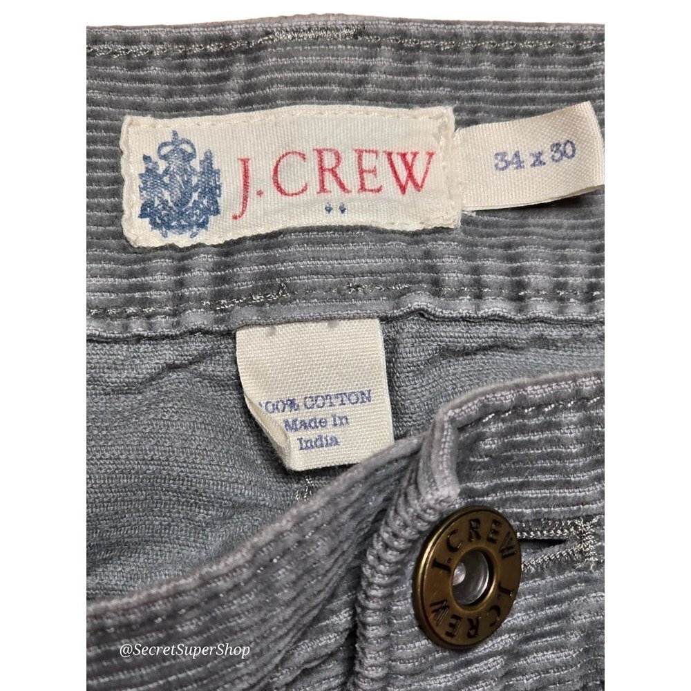 Vintage J Crew Mens Pants 34"x30" Gray Corduroy Straight Leg Flat Front Pockets - Picture 2 of 4
